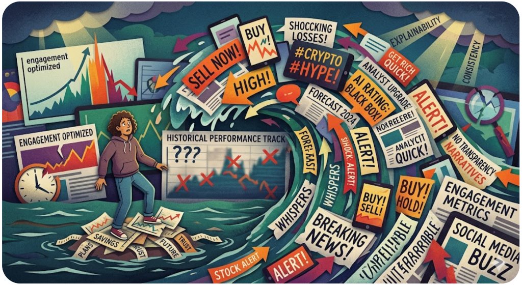 Overwhelming stock advice and market noise illustration